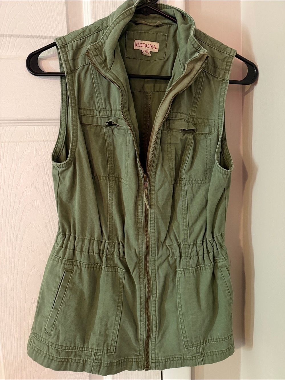 Merona Olive Utility Vest with Drawstring Waist - Women's